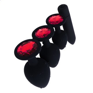 CxJl Combination sex toy silicone anal plug with g bullet vibrator jewelry red stone butt plug adult