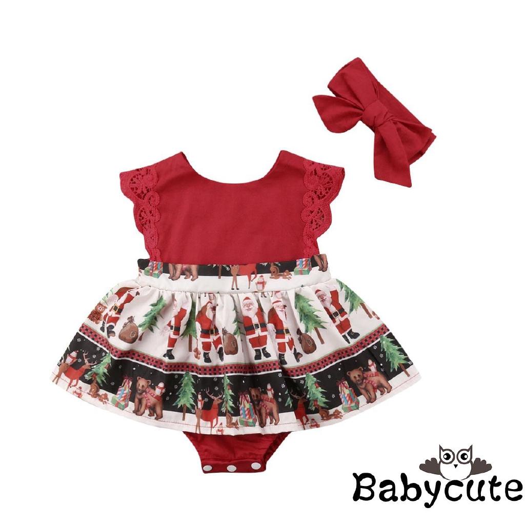 ✪B-BCute Newborn Baby Girls Christmas Santa Lace Xmas (2)