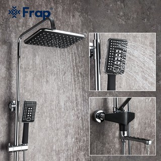 [available]Frap Bathroom Faucet Black Rain Shower Head Faucet Wall Mounted Bathtub Shower Mixer Tap