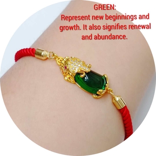 [EM] Jewelry Red String 24k Gold Plated Money Capturer Piyao Birthstone Lucky Lady Bracelet (2)