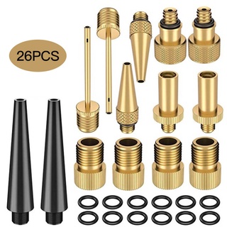 NEW 26pcs Copper Bicycle Valve Adapter Set Bike Tire Pump Adapter Kit Inflator Pump Accessory