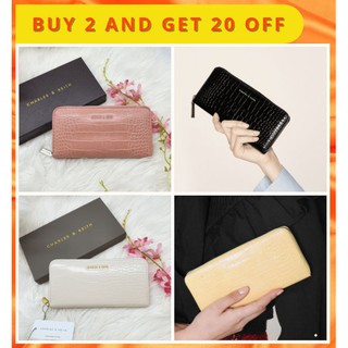 Charles And Keith Croc Effect Mini Long Wallet FREE BOX & DUSTBAG