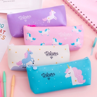 HHDZ Cute Cartoon Animal Unicorn Pencil Cases Kawaii Canvas School Supplies Stationery Pencil Case Box for School Girl