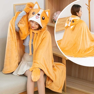 Cute Cloak Style Shawl Blanket Hooded Blanket Nap Office Student Dormitory