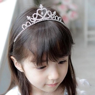 Children Girls Rhinestone Crystal Tiara Hair Band Princess Crown Headband