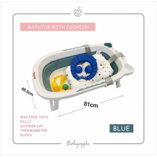 Babyapple BLUE baby bathtub foldable bathtub with cushion expandable bathtub with net and withoutnet (1)