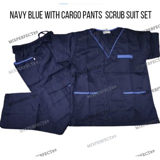 (MCC) NAVY BLUE Scrub Suit With Cargo Pants