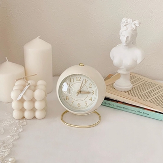 Retro Alarm Clock Student Bedside Table Clock with Night Light Classic Silent Quartz Movement Bedroom Decor
