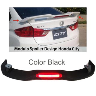 HD055 Modulo Spoiler for Honda City 2010-2021 Trunk Spoiler w/ Brake Light Matte Black Color Paint