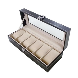 6 Slots Leather Watch Storage Box Organizer New Mens Watch Display Holder Cases Black Jewelry Gift B (1)