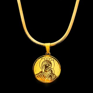 Stainless Mother Of Perpetual Help Necklace For Women 18K Gold Plated Mama Mary Necklace For Women