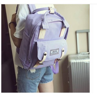 Large Korean Backpack Pastel Canvas Travel Bag School Bag (6)