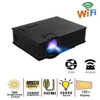 ﹍⊙UNIC Portable LED Projector 80 110 ANSI UC68 UC68H 1800 Lumens Mini Projector Support red and blu