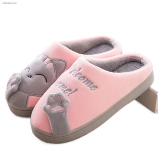 ❆¤Korean couple cotton slippers cute cat indoor slippers