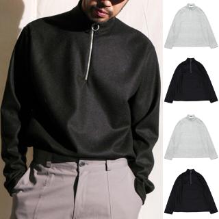 MR Men's Casual Solid Color Half Zip Long Sleeve Pullover Knit Top (1)