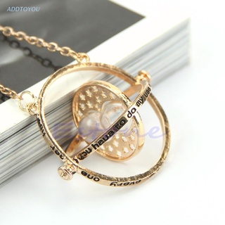 Time Rotating Gold Hourglass Time Turner Necklace Hermione Granger Spins