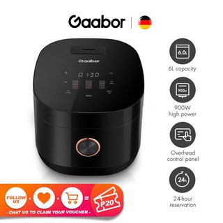 （Hot Sale）Gaabor Rice Cooker, 6L Big Capacity Touch Control 24h Preset Timer Multi Function Cooker n