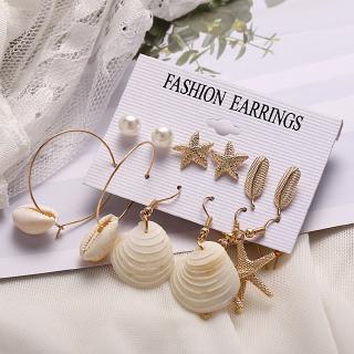 Fashion Shell Earrings Set Women Bohemian Tassel Long Stud Earring Beach Accessories Jewelry Gift (7)