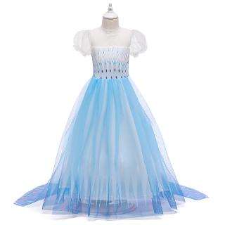 Snow Queen Frozen 2 Cosplay Elsa Anna Girls Dress Casual Mesh Princess Dress Party Performance Costume Kids Dresses 2193 (8)