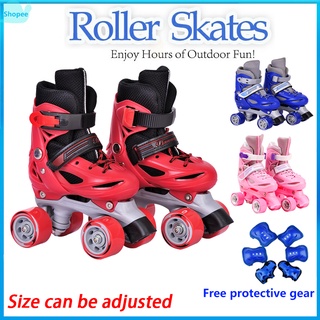 Roller Skates Adjustable Double Row Skate Roller Shoes Roller Blades Roller Skates For Kids Red Blue