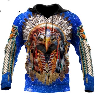 2021Eagle Native Indian Blue Galaxy 3D All Over Printed Unisex Hoodie Men Sweatshirt Zip Pullover Casual Jacket Tracksuits DW0302