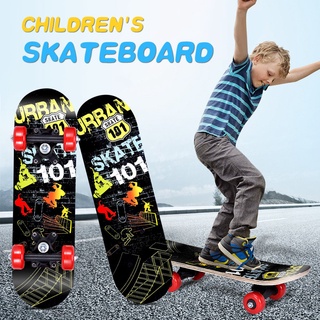 Children's Cartoon Skateboard Maple Double Rocker Skateboard Four-wheel Longboard Skateboard Suitabl