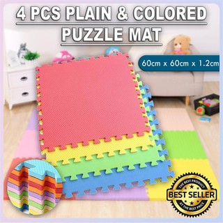 【Available】Puzzle Mat 4 pcs Playtime Rubber Mat Big 60 x 60 x 1.2 cm Big Puzzle Crawling Mat Puzzle