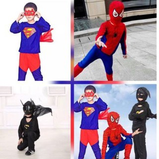 Kids Superhero Costume Batman Spiderman Superman Long Sleeves Birthday Party Cosplay Outfit For Boys