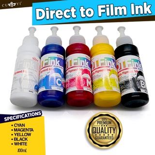 DTF Direct to Film Textile Pigment Ink 100ml (C / M / Y / BK and White )
