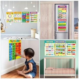 10PCS Educational Preschool Posters Charts for Preschoolers Toddlers Kids Kindergarten Alphabet with