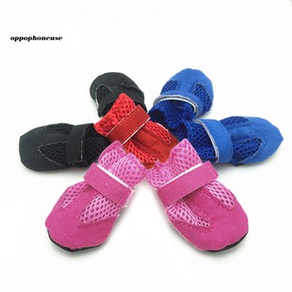 【OPHE】4Pcs Dog Puppy Pet Soft Mesh Anti-slip Shoes Boots Comfortable Casual Sneakers