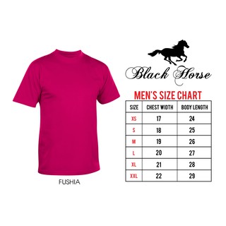 T- Shirt Round Neck Plain Shirt Unisex Adult Black Horse (FUSCHIA)