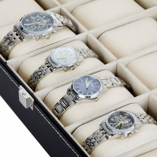 🌵12 Slots Grid PU Leather Watch Display Box Jewelry Storage Organizer Case