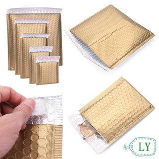 LY 5pcs Mailers Packaging Envelope Plastic Moistureproof Vibration Bag Foam Foil Waterproof Shipping Shockproof Anti-fall Protector Champagne Gold Coextruded Film