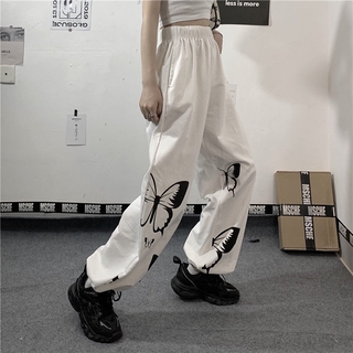Pants Women's Korean-StyleinsWhite Ankle-Tied Trousers Loose Butterfly Straight Wide-Leg Pants High Waist Student Casual Pants Tide (4)