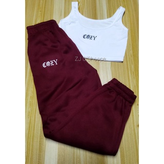 Cozy Pants Terno | Cropped Tank Top and Jogger Pants (with pocket)