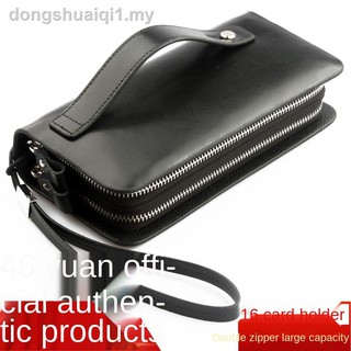 Men s Handbag Large-capacity Fashion Zip Wallet Long Clutch Men s Wallet Casual Leather Bag 16 Card Slots