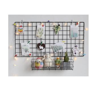 INS Grid Storage Rack Hanging Basket Iron Wall Mounted Decoration Innovative Flower Pot Shelf Small Items Display