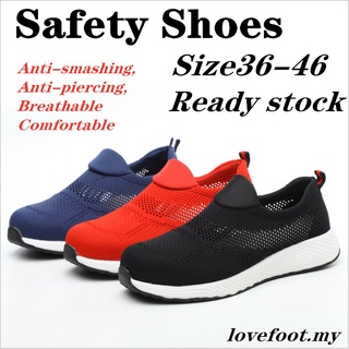Men Women Fashion Safety Shoes Comfortable Breathable Nonslip Anti-Puncture Heavy Duty Slip-Ons Spor