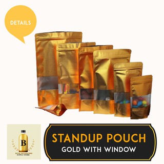 Standup Pouch Gold with Window (sold in 25 pcs)