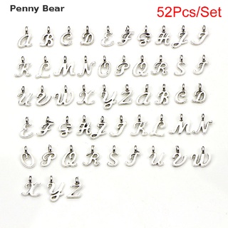 [Penny Bear] 52Pcs/Set Bulk Lots Tibetan Silver Mix Charm 26 Letter A-Z Pendants Jewelry DIY Good goods