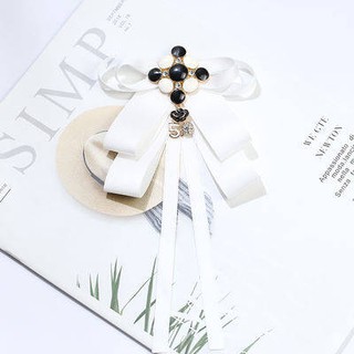 Dust cover ☁Butterfly neck tie female needle Korean accessories college wind white ribbon streamers
