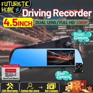 Car Dash Cam Front And Rear Night Vision 4.5 Car Cameras Dashcam Car Mirror Driving Recorder HD1080P
