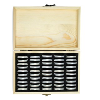 50PCS Wooden Round Coins Box Storage Box Collectible Coin Protection Collector Containers (8)
