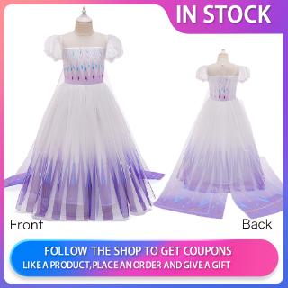 Snow Queen Frozen 2 Cosplay Elsa Anna Girls Dress Casual Mesh Princess Dress Party Performance Costume Kids Dresses (2)