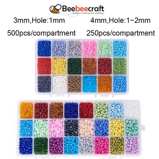 Ready Stock 1 Box Round Glass Seed Beads Sets Mixed Color for Jewelry Craft Making