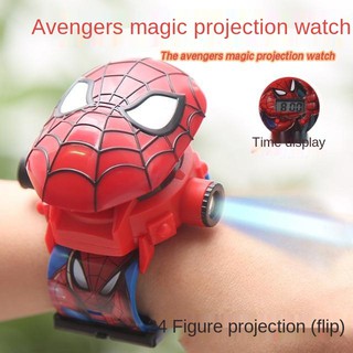 The Avengers Spider-Man flip elektronik jam tangan mainan kartun kanak-kanak 24 jam unjuran budak le