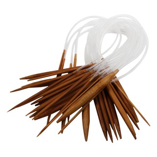 18 Pairs 40cm Circular Carbonized Bamboo Knitting Kits Needles Set