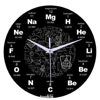 12 Inch Wall Clock Acrylic Chemical Elements Bedroom Decoration Living Room Practical Science