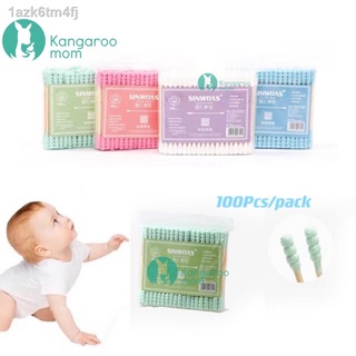 [free shipping]✌Kangaroomom Baby Cotton Swabs Thin Buds 100pcs/pack